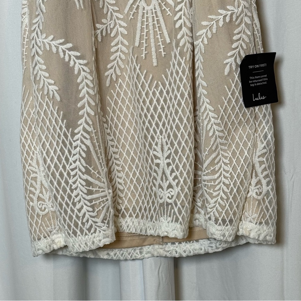 Lulus Elegant Moves Strapless Embroidered Mesh Mini Dress NWT Large - Picture 8 of 15